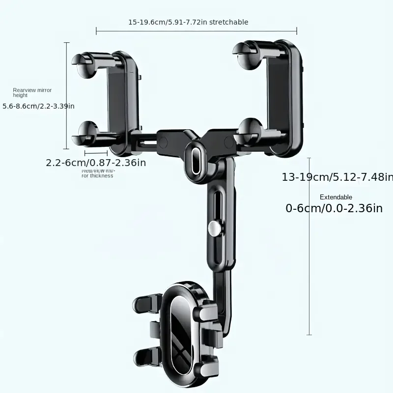 360° Rotating Car Rearview Mirror Phone Holder - Perfect for Kids and Adults - Compatible with Phones and GPS Devices - Sturdy a image 6