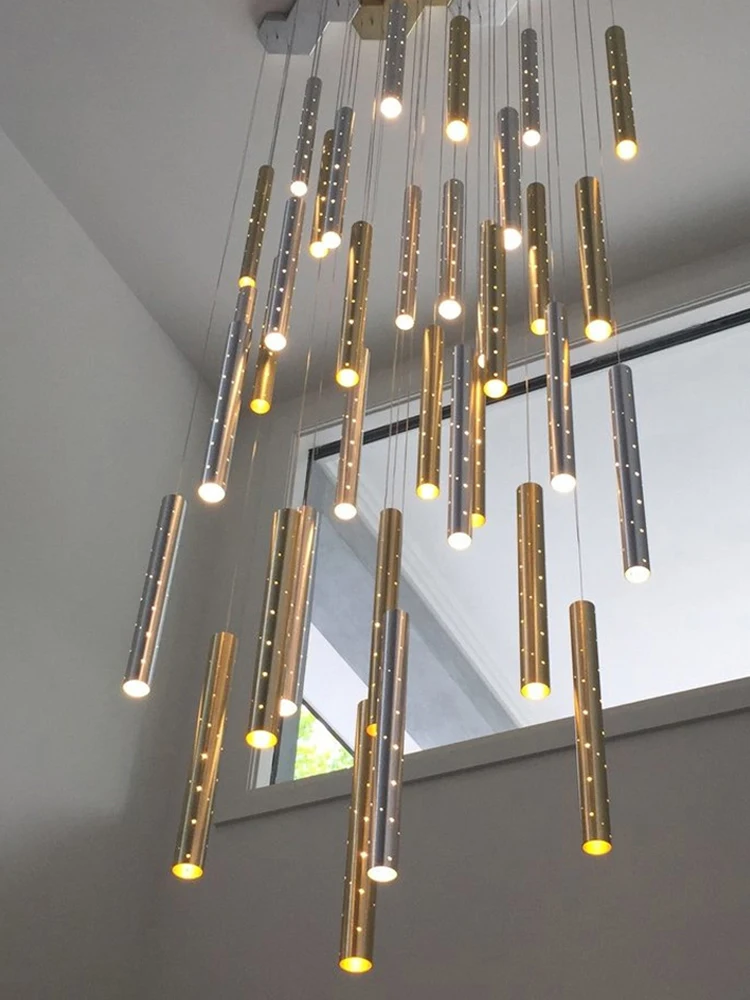 

2025 New LED Chandelier Dining Room Lighting Modern Nordic GoldSilver Chandelier Living Room Home Bar Staircase Pendant Lighting