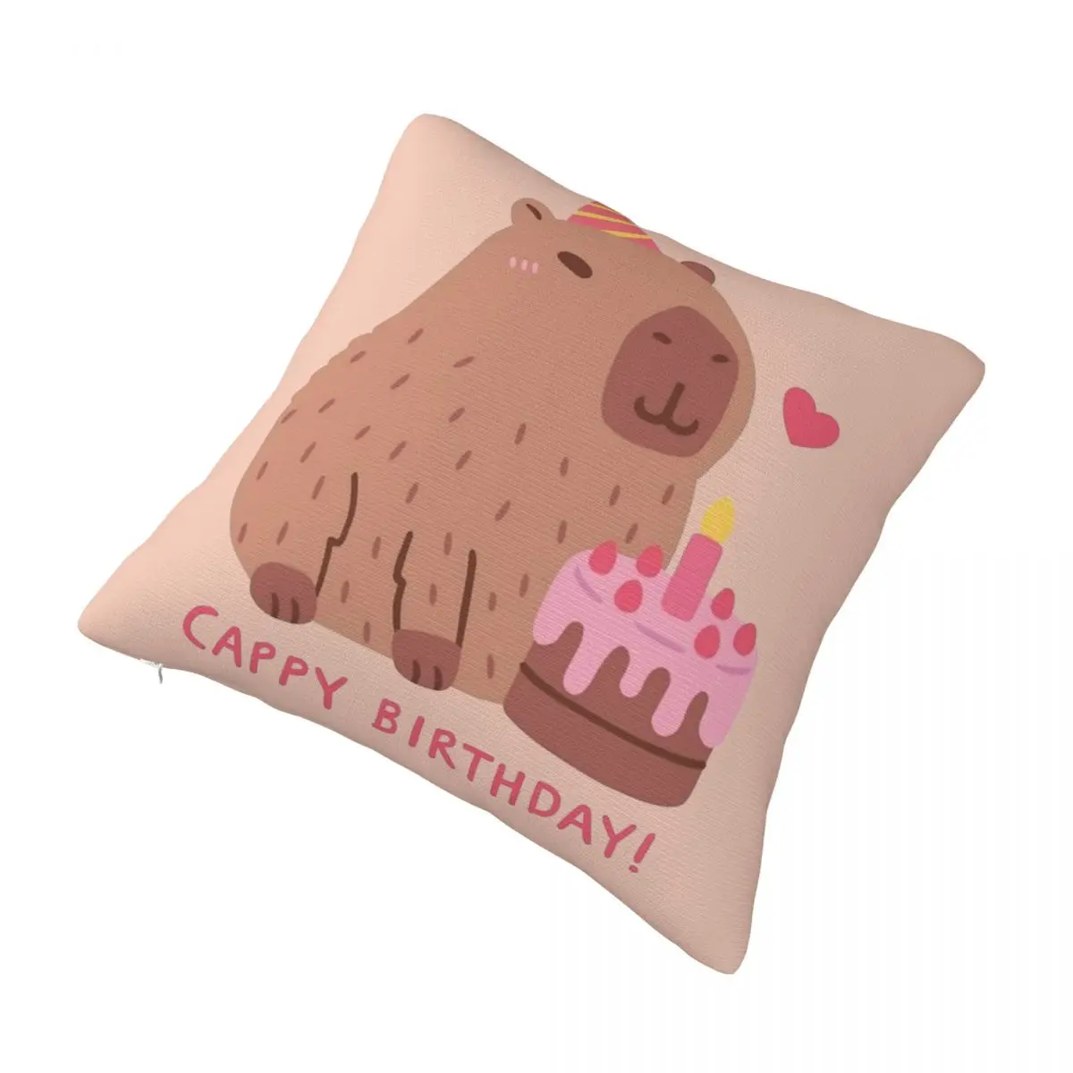 Cute Capybara Cake Pillowcases Merch Printed Polyester Cushion Cover Decor Cappy Birthday Throw Pillow Case Cover Chair Square