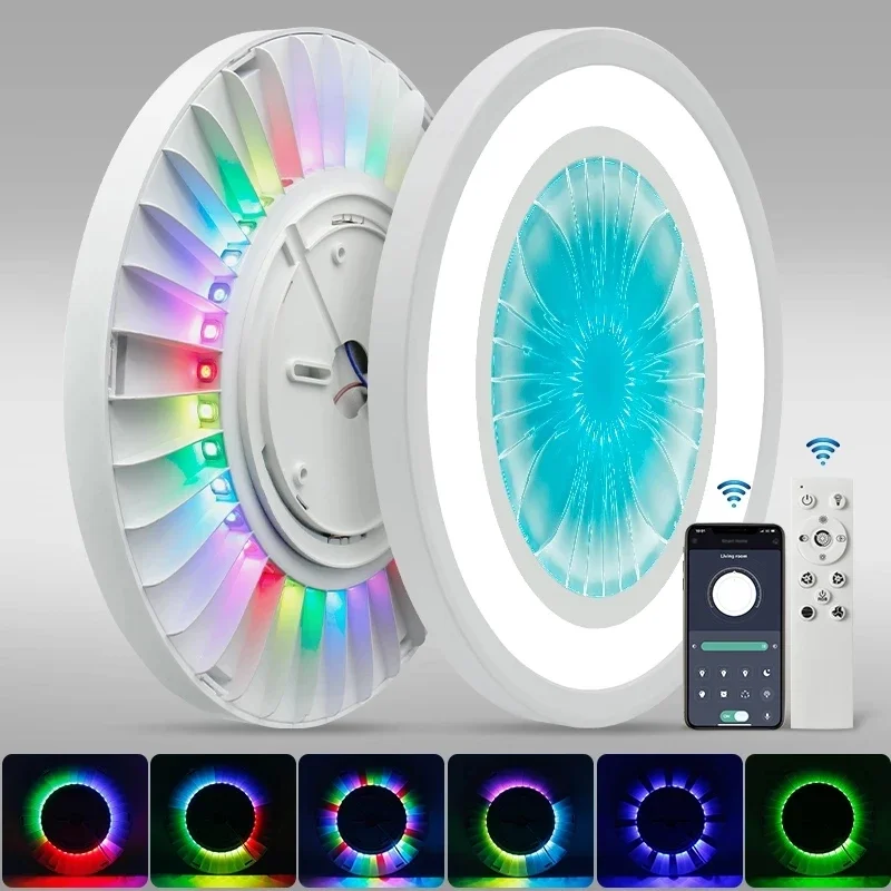 مصباح السقف الذكي RGB ضوء دوار ديكور المنزل APP/التحكم عن بعد 28 واط رقيقة جدا LED تصميم ضوء السقف لغرفة المعيشة