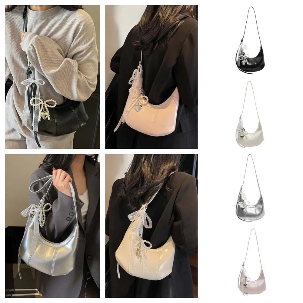

PU Leather Korean PU Crossbody Bag Handbag Bow Love Heart Korean Underarm Bag Solid Color Dumpling Bag Women Shoulder Bag