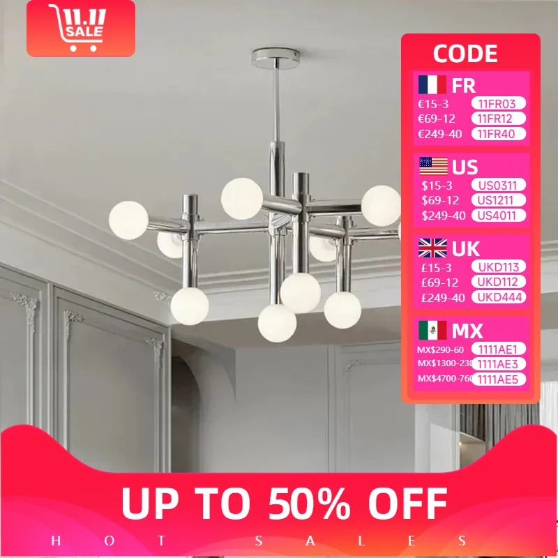 

Modern Nordic Style Chandelier Glass Ball Light Designer Lamp for Living Room Chrome Dining Kitchen Bedroom Kids Room Led Lights