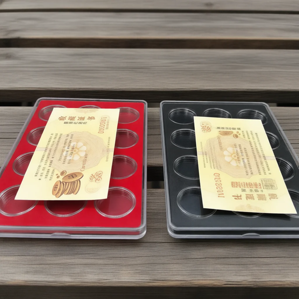 12 Slots Chinese Zodiac Holder Red Storage Box Organizer For Second Round Commemorative Medal Display
