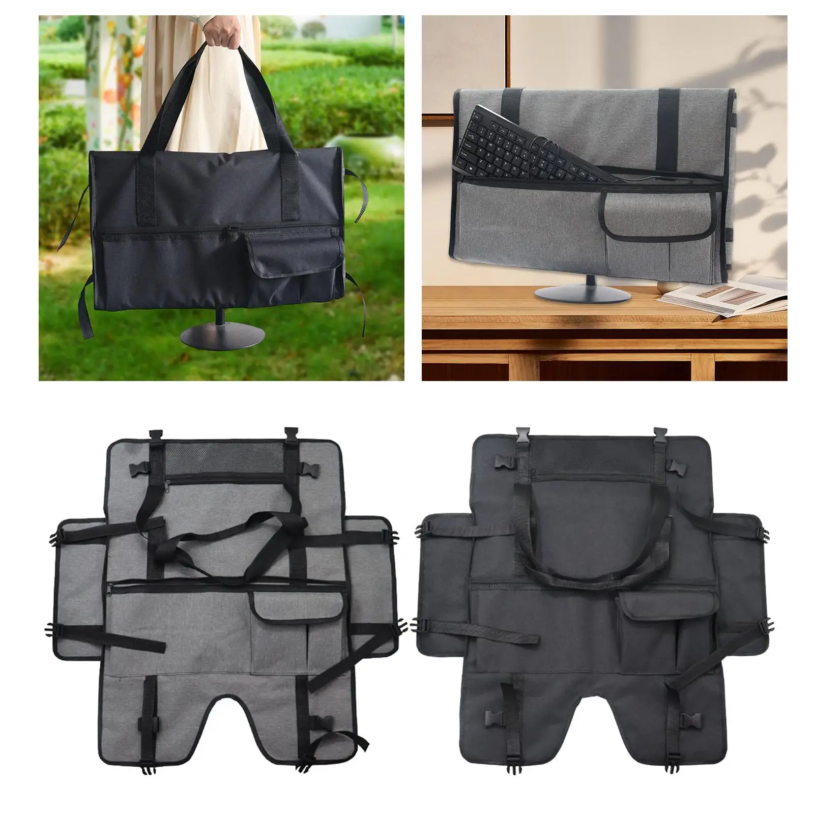 Bolsa de transporte para monitor Bolsa de armazenamento com vários bolsos para tela e acessórios