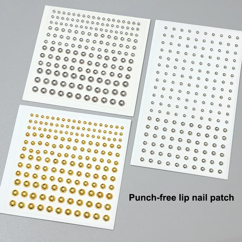 New Fake Face Piercing Jewelry, Non-Piercing Stick-On Nose, Lip, Eyebrow Studs, Adhesive Metallic Skin Decor