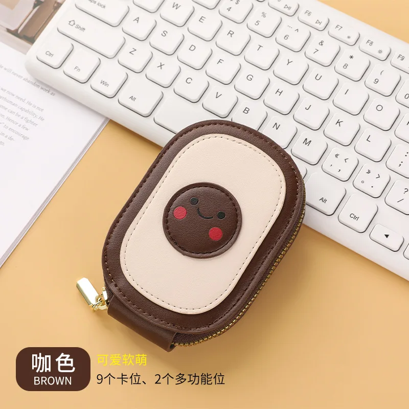 حقيبة بطاقات كرتونية مبتسمة لطيفة من RFID Blockimg مع فتحات متعددة، محفظة للعملات المعدنية، bolsas femininas، محفظة صغيرة بسحاب للنساء