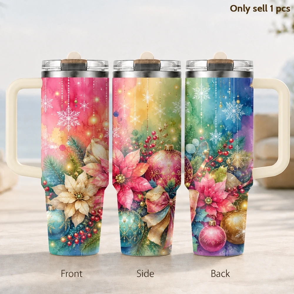 Christmas Tree Snowflake Vacuum Flasks 40oz Thermal Tumbler with Handle Stainless Steel Vacuum Insulated Water Portable Mug Cup