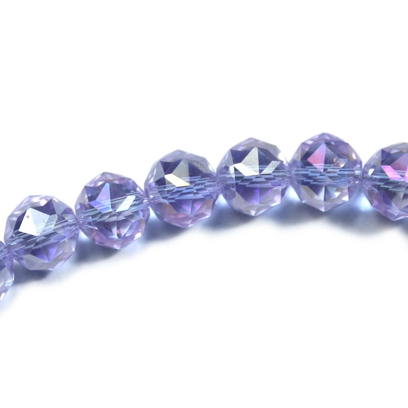 Round Cut Electroplating Colors Light Amethyst 8 10mm Faceted Crystal Glass Loose Spacer Beads For Jewelry Making DIY Bracelet ﻿