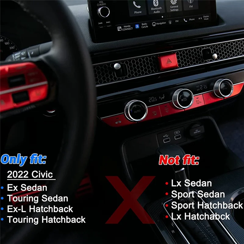 

Y45A-автомобильный предупреждающий переключатель аварийного освещения, крышка, наклейка, декоративные детали для Honda Civic 11-го поколения 2022 2023, алюминиевый сплав, серебро