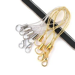 20pcs Polyester Gold Double Circle Lobster Clasp Lanyard Strap Cords For Mobile Phone Strap USB Flash Keychain Accessories