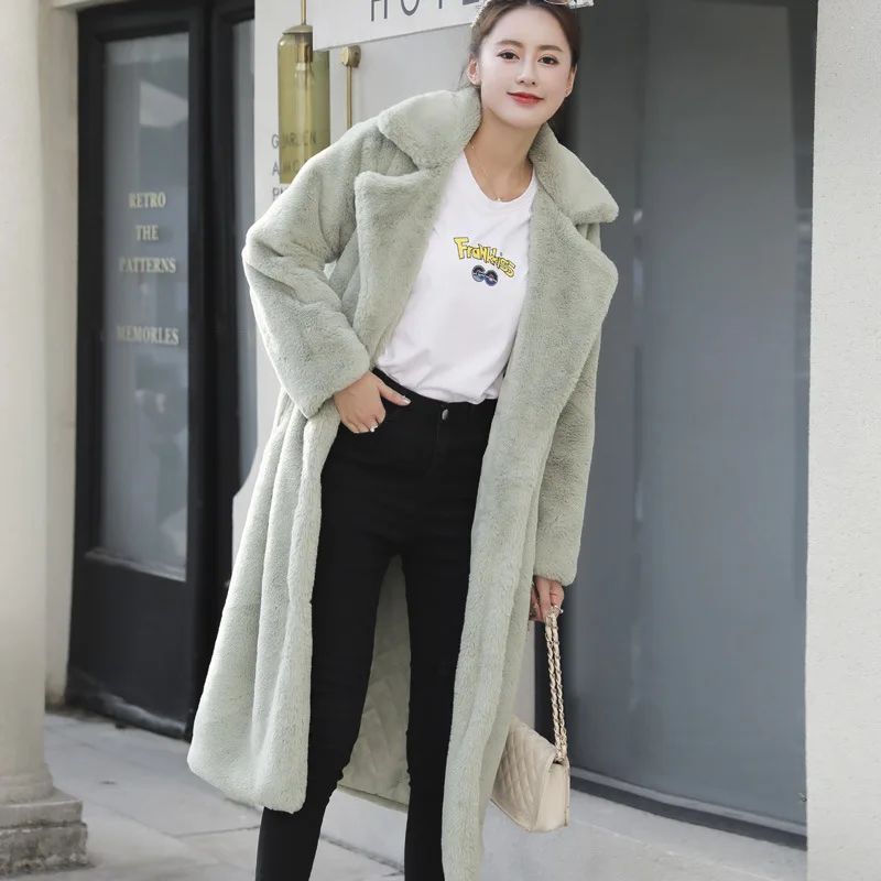 Faux Fur Khaki Coats Womens Pattern Silhouette Bridal Wife Double-Button Puffy Waist-Cinching Woolen Tender Premium Edge Elastic
