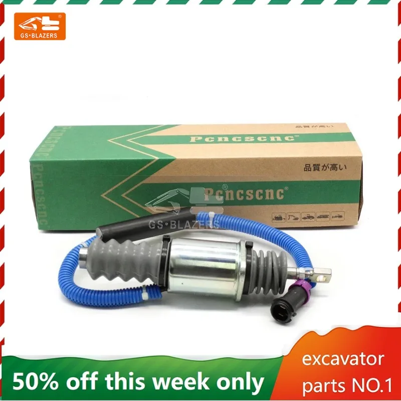 

Excavator 24V Shut down Soloenoid Valve Stop Shutoff Flameout Solenoid Valve D59-105-12 D5910512 for SHANG CHAI Engine D6114