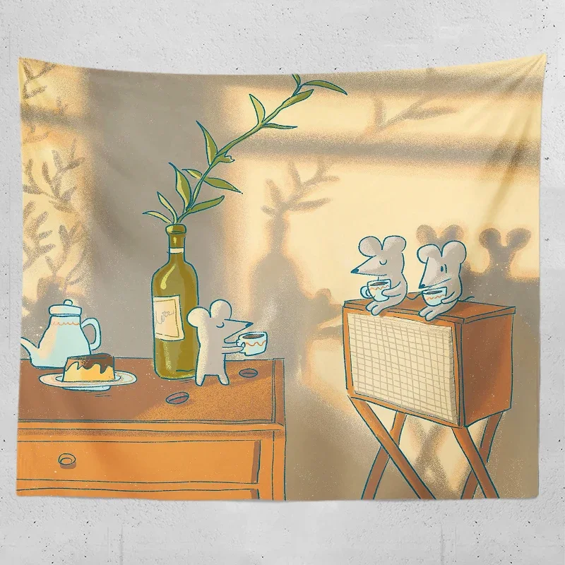 

Healing cartoon animals Bohemia Kawaii accessories room tapestry Kawaii accessories room wall cloth tapestry