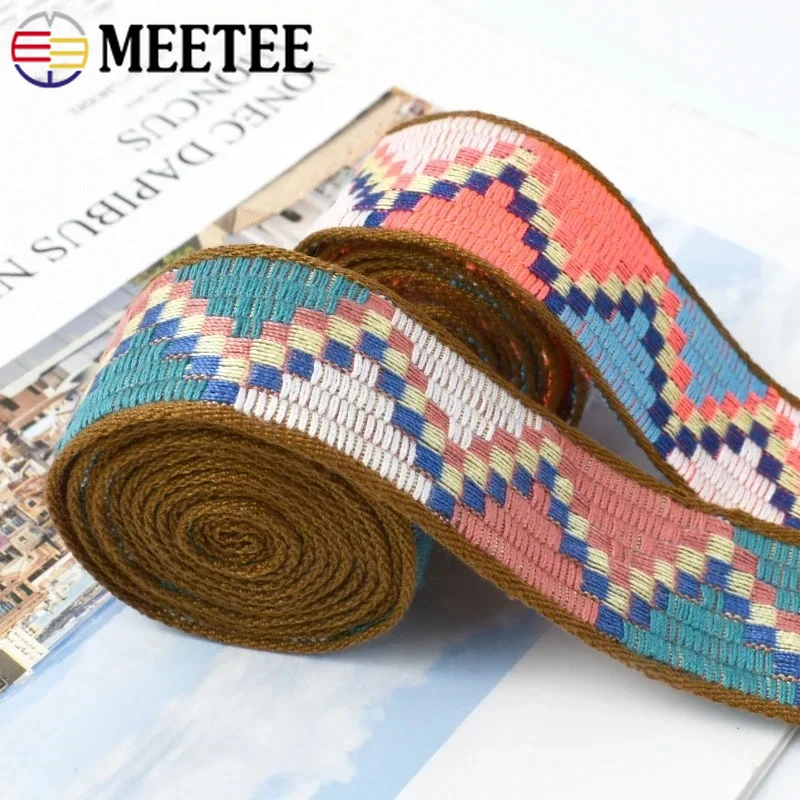 

2/5Meters Meetee 3cm Polyester Ethnic Jacquard Webbing Tape Cotton Ribbon Bag Strap Clothes Decor Belt Band Sewing Accessories
