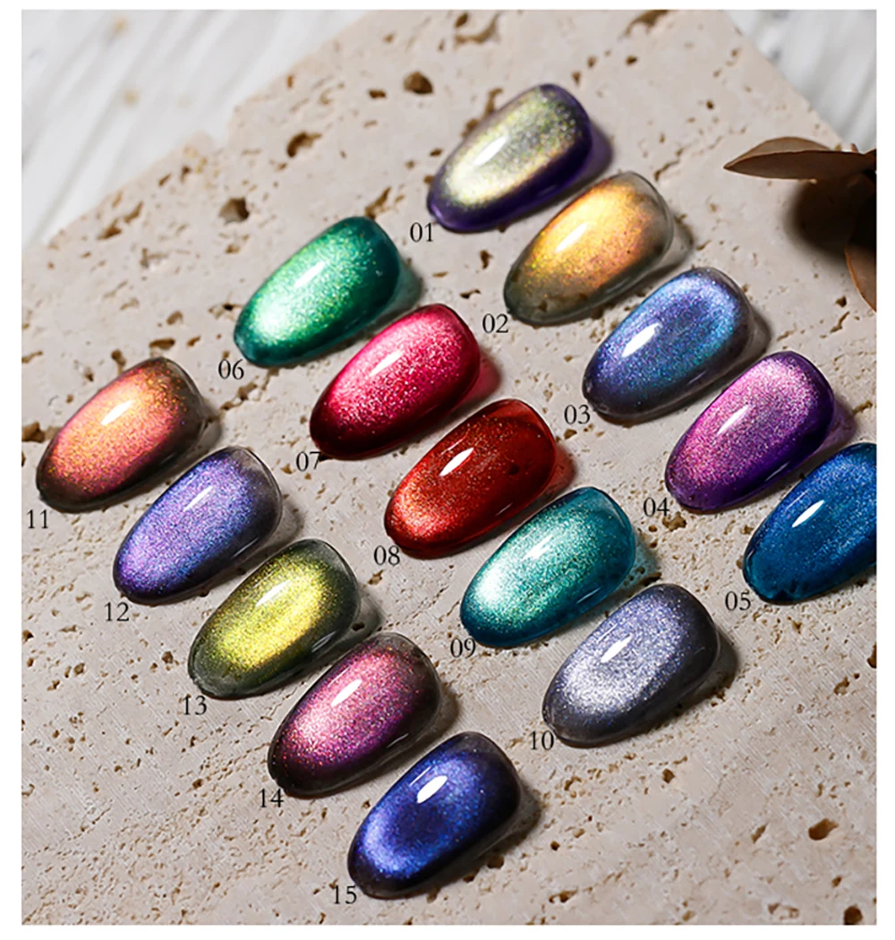 Vendeeni 15 Farben/Set Kristall-Katzenaugen-Gel-Nagellack Magnetischer UV-Soak-Off-Gel-Lack 9D Aurora Katzenaugen-Nagelkunst-Gel-Lack – Detail 21