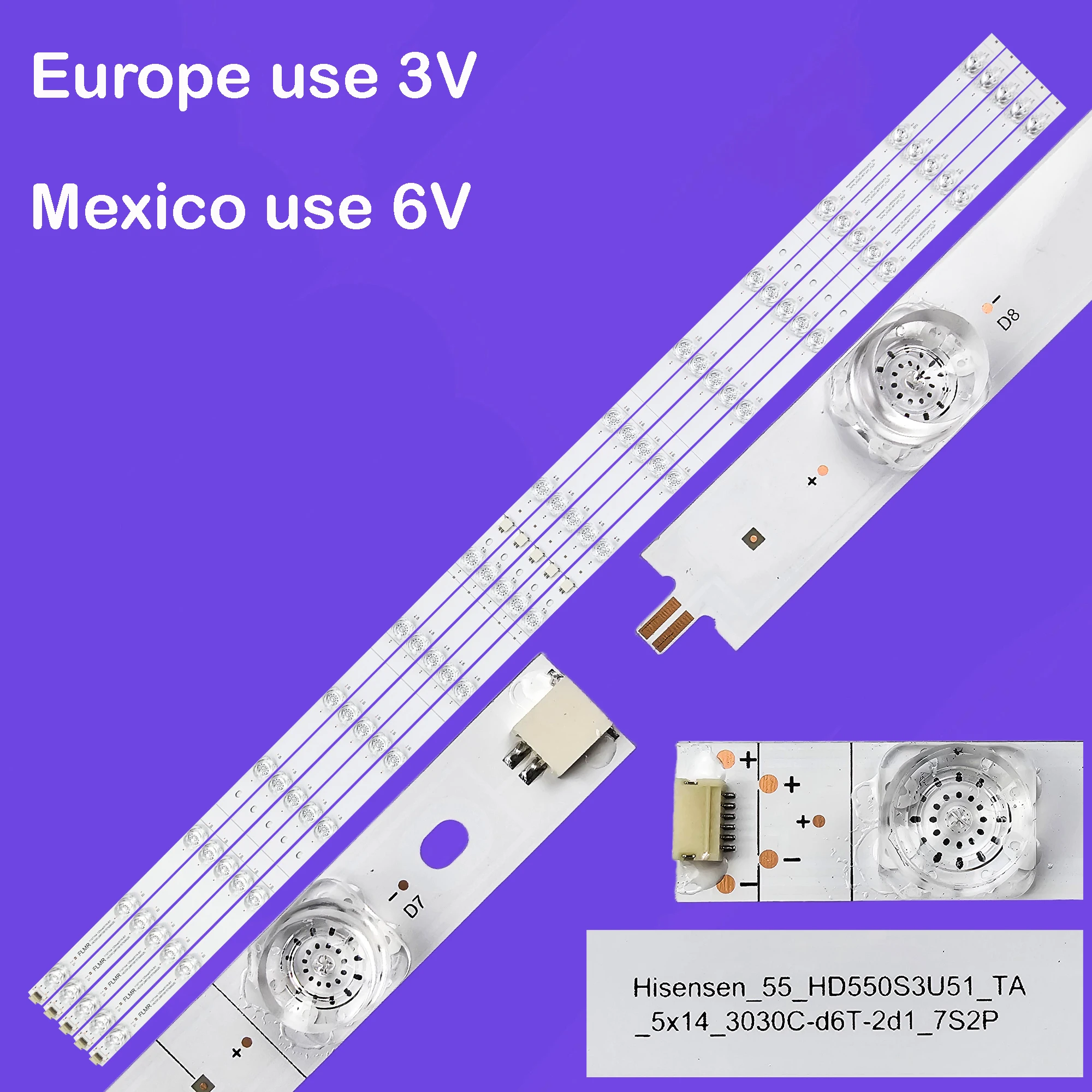 

LED Backlight strip for H55AE6400 556500791UK 556500791EU 55A6500UW HSSO-556500791UK 55_HD550S3U51-TA_5x14_3030C_d6f-2d1_7S2P