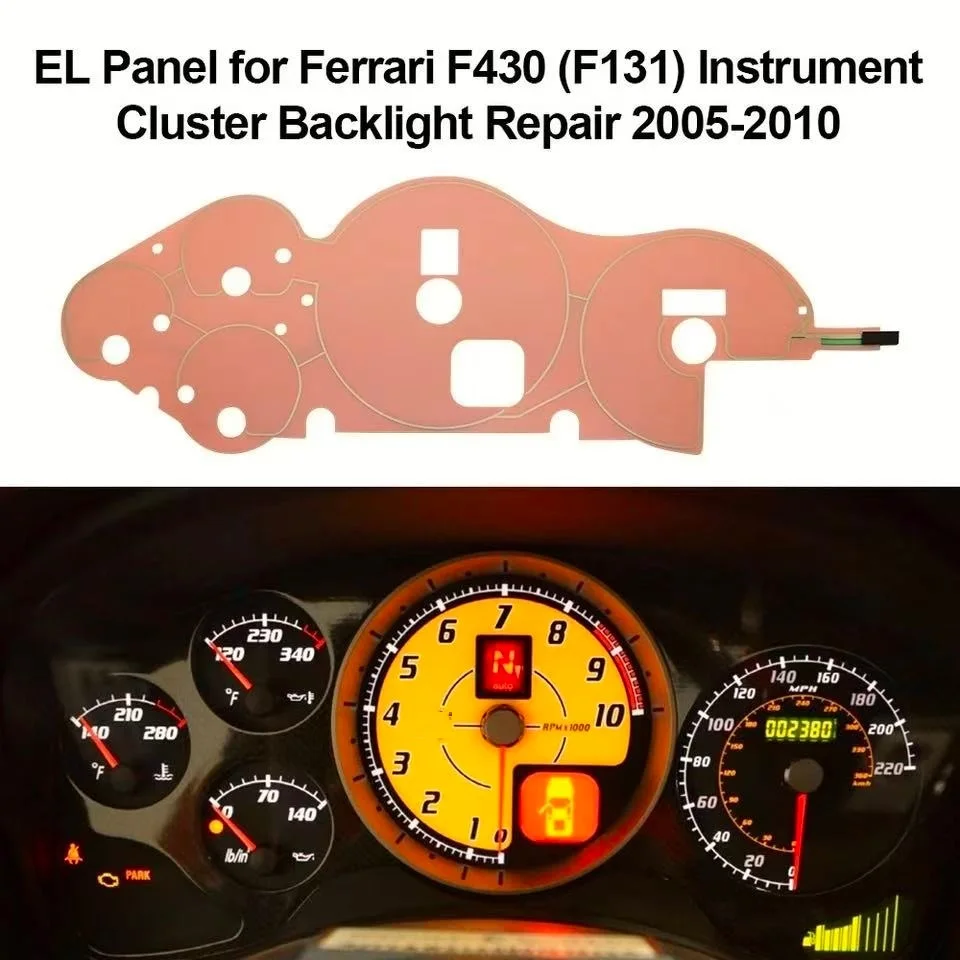 White EL Cold Backlight Panel + Gauge Face for Ferrari 360 (F131) Modena, Spider and Challenge Stradale Upgrade Racing 360KM