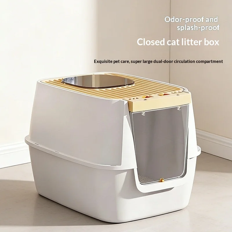 

Extra Large Fully Enclosed Top-Exit Cat Litter Box, Odor Control Anti-Splash Multi-Functional Kitty Toilet for Indoor Cats