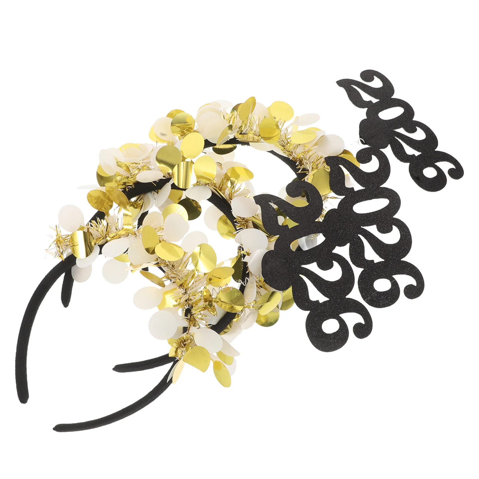 

3Pcs Happy New Year Headband 2026 Golden Hair Hoop for Women Festival Party Wear Glittering Number Decor Celebration Accessory
