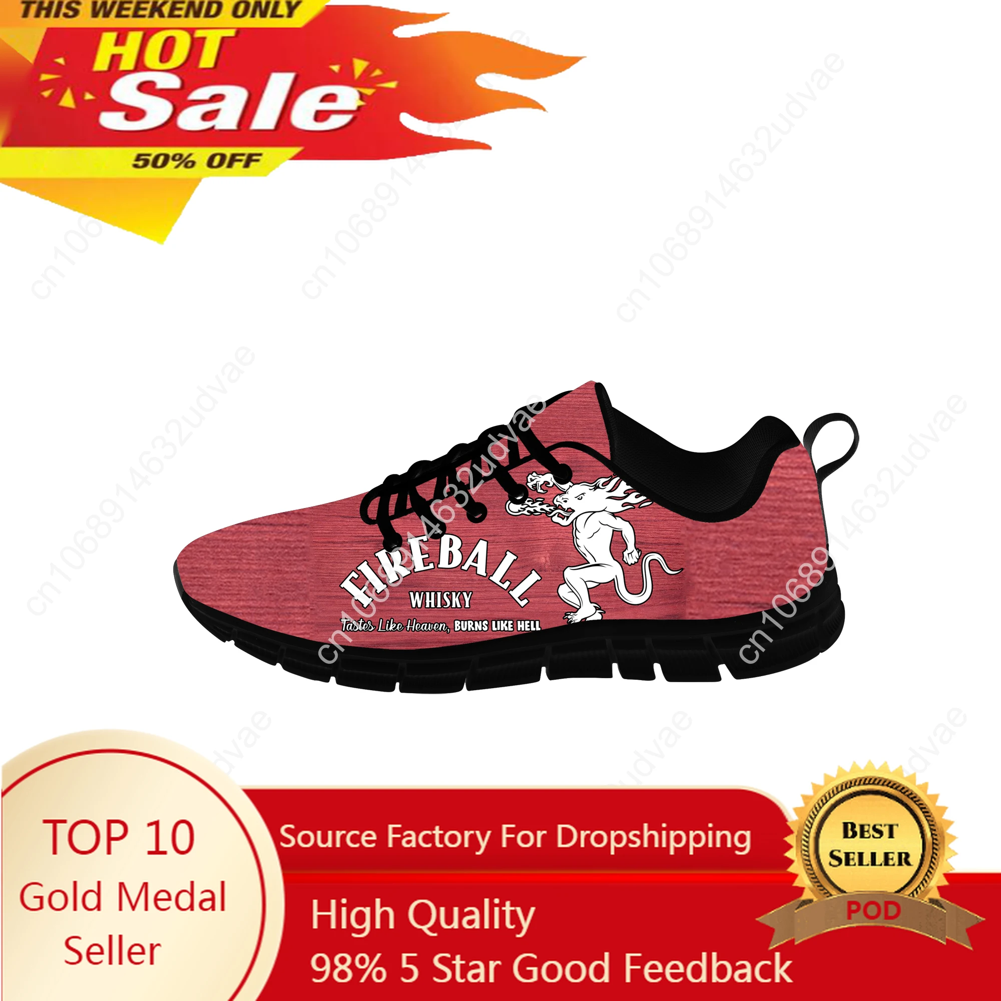 Fireball Cinnamon Low Top Sneakers Whisky Mens Womens Teenager Casual Shoes Canvas Running Shoes 3D Printed Lightweight Shoe