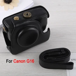 Full Body Protective Bag for Canon G16 Camera PU Leather Cover Case with Strap