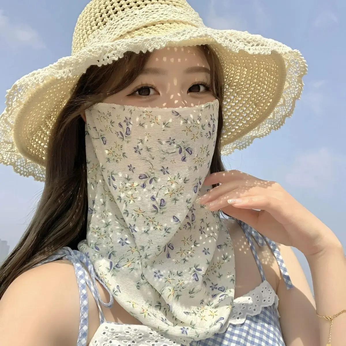 Summer Full Face Sunscreen Mask for Women Driving and Cycling UV Resistant Scarf Face Mask Neck Protector Neck Cover