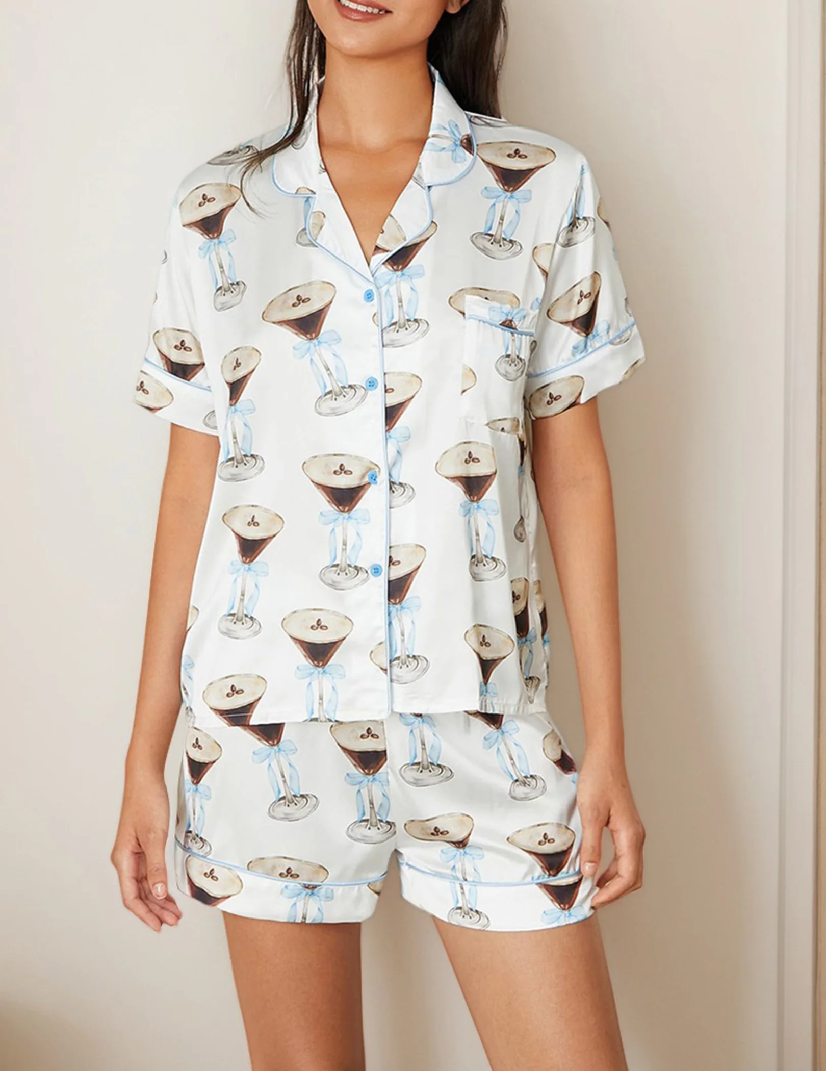 Cowboys Boot Pyjama Y2k 2-delige hartboog Preppy Pjs Coquette shirts met korte mouwen Bijpassende Pj korte set voor dames