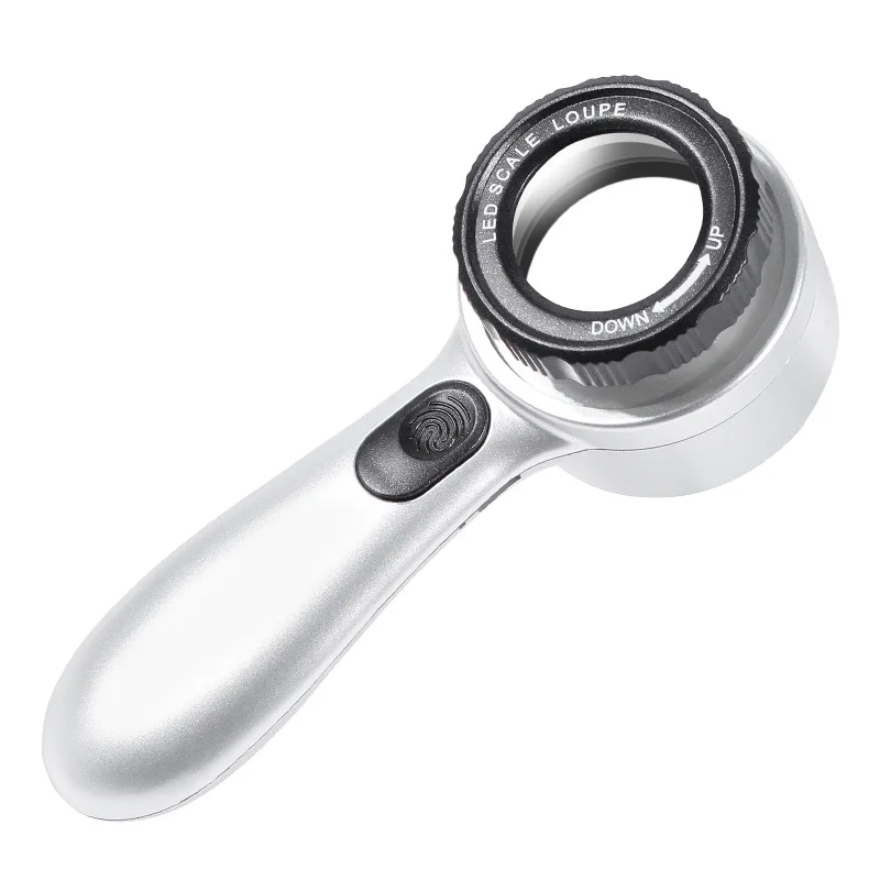 Lente d'ingrandimento portatile identificazione lente d'ingrandimento Led Light Touch 30X bilancia anticontraffazione messa a fuoco di ricarica