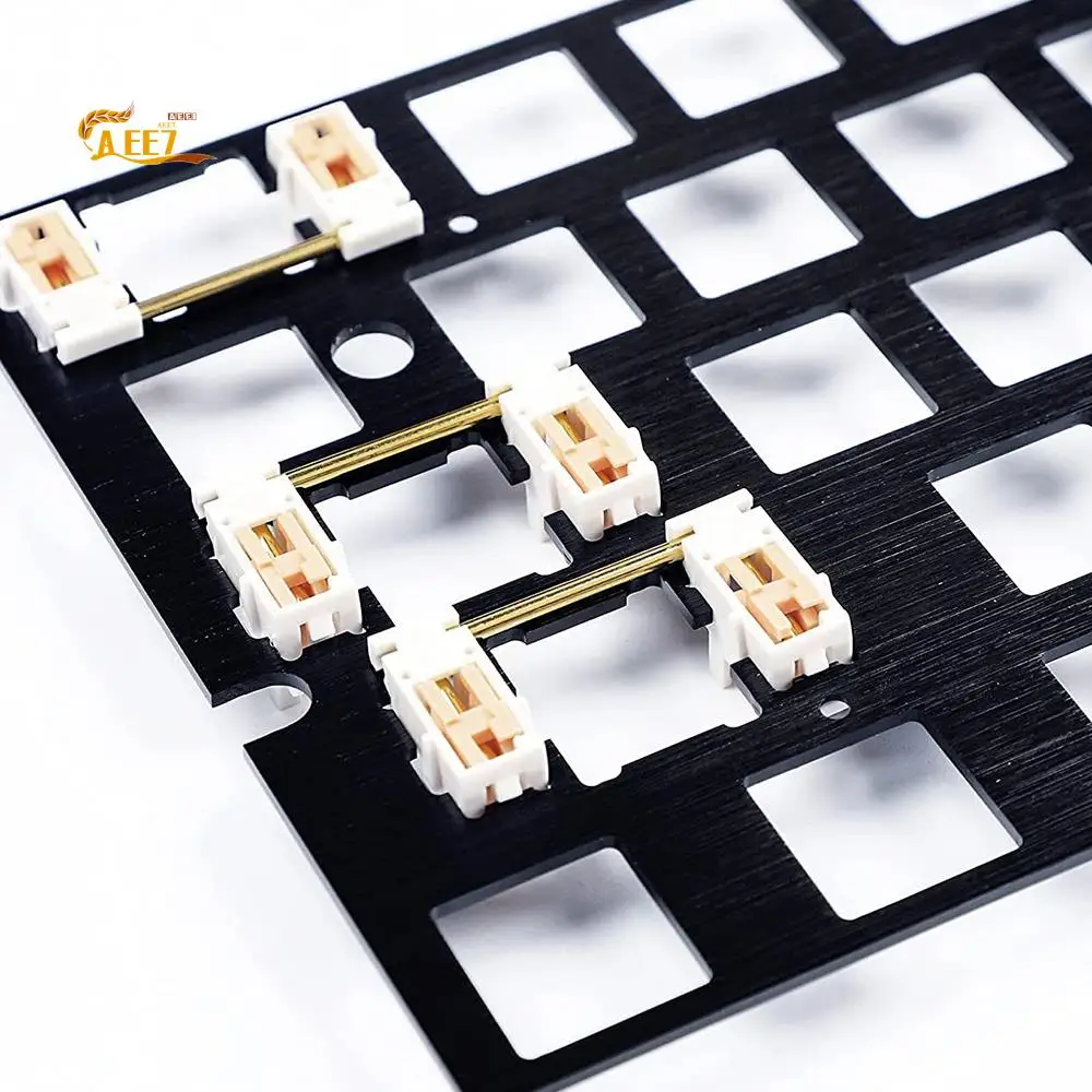 AEE7-Gold Plated Plate Mounted Stabilizer For Custom Mechanical Keyboard 2U 6.25U (White Pink)