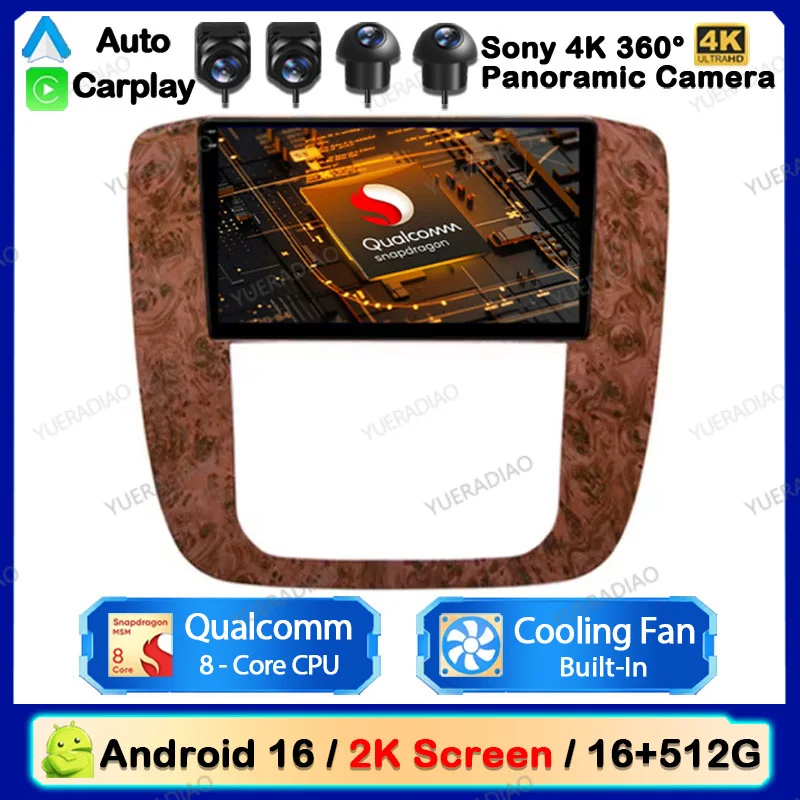 Radio para Auto Android 16 para GMC Yukon Chevrolet Tahoe Suburban 2008 - 2012 Carplay Auto Multimedia Reproductor de Video Estéreo NAVI GPS 4G