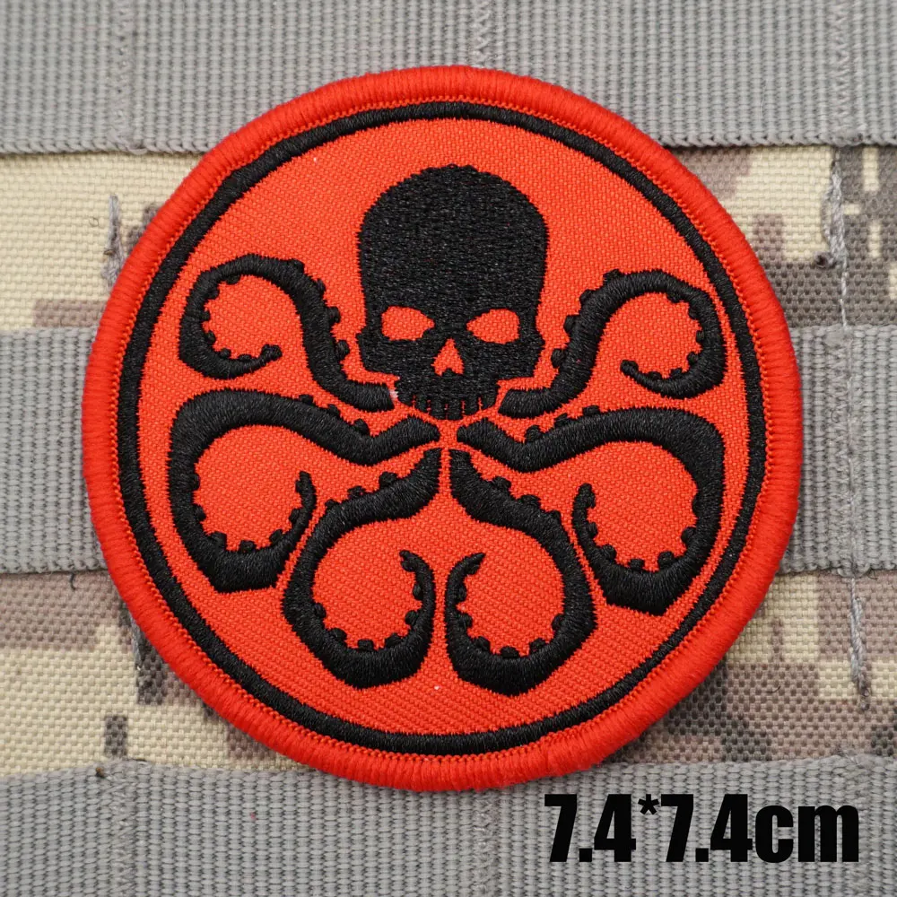 Parches bordados tácticos militares de pulpo, brazalete, insignia de mochila con gancho de respaldo para ropa