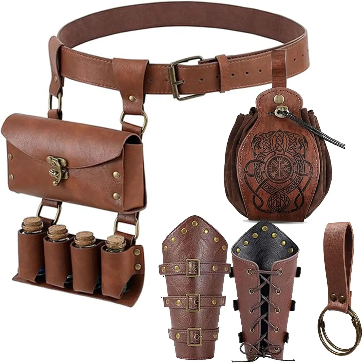 Renaissance Gürteltasche Geldbörse Wikinger Armschiene Haken Halloween Set Mittelalter Festival Kostüm Zubehör Lässige Gürteltasche Hüfttasche