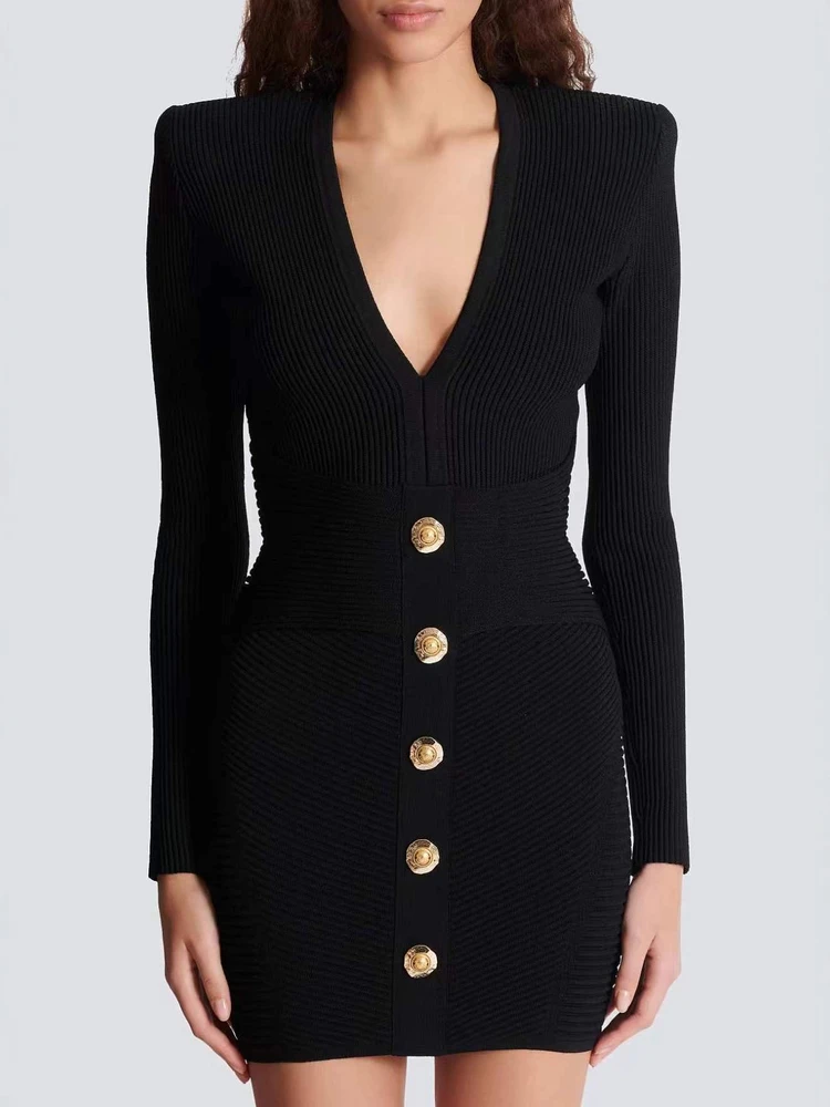 

Элегантное вязаное платье с длинными рукавами и запахом, женское, премиум-версия, сексуальное, шикарное, золотисто-синее, приталенное, осенне-зимнее, модное