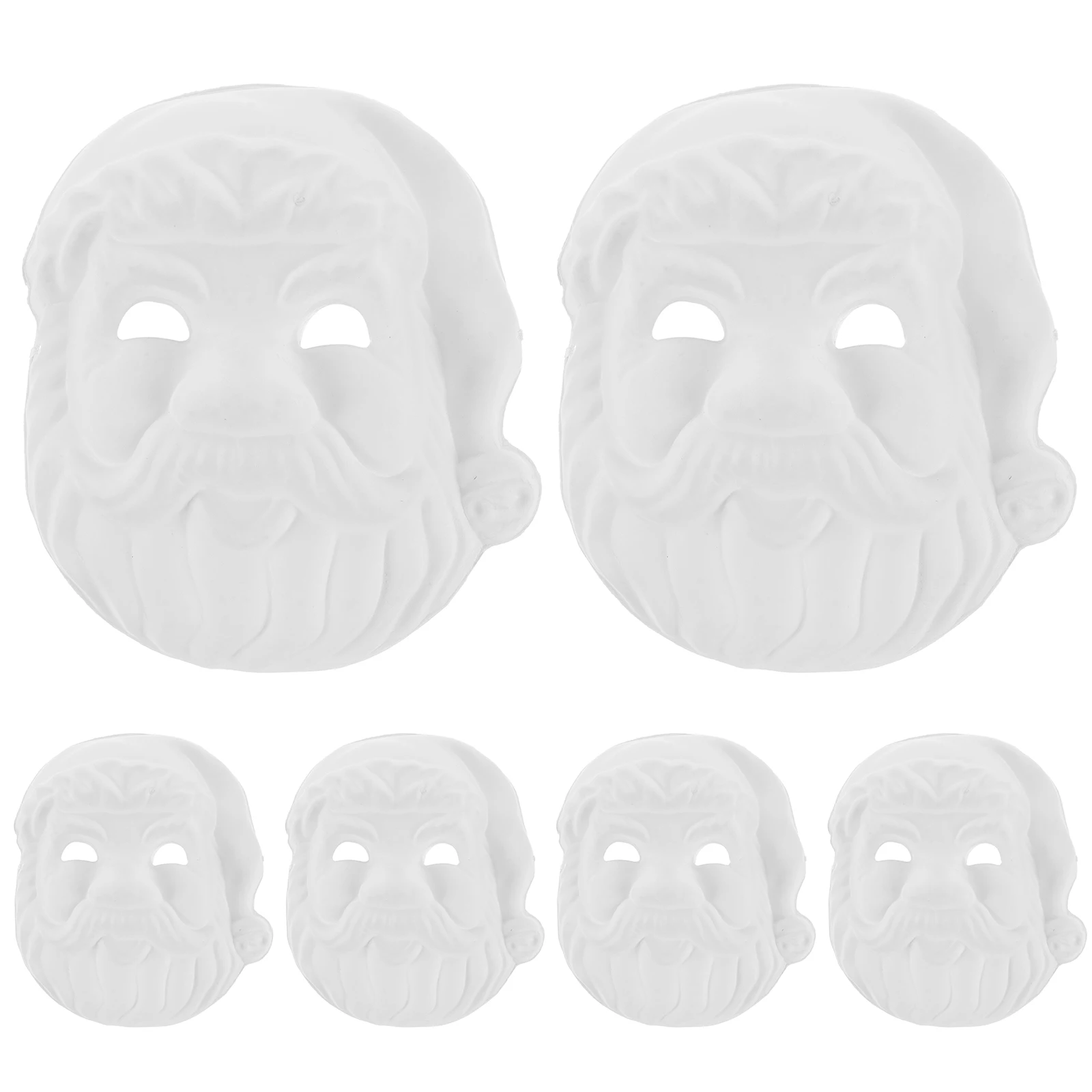 

6 Pcs Realistic Santa Mask Has Paintable Face Blank Masks to Decorate Unpainted