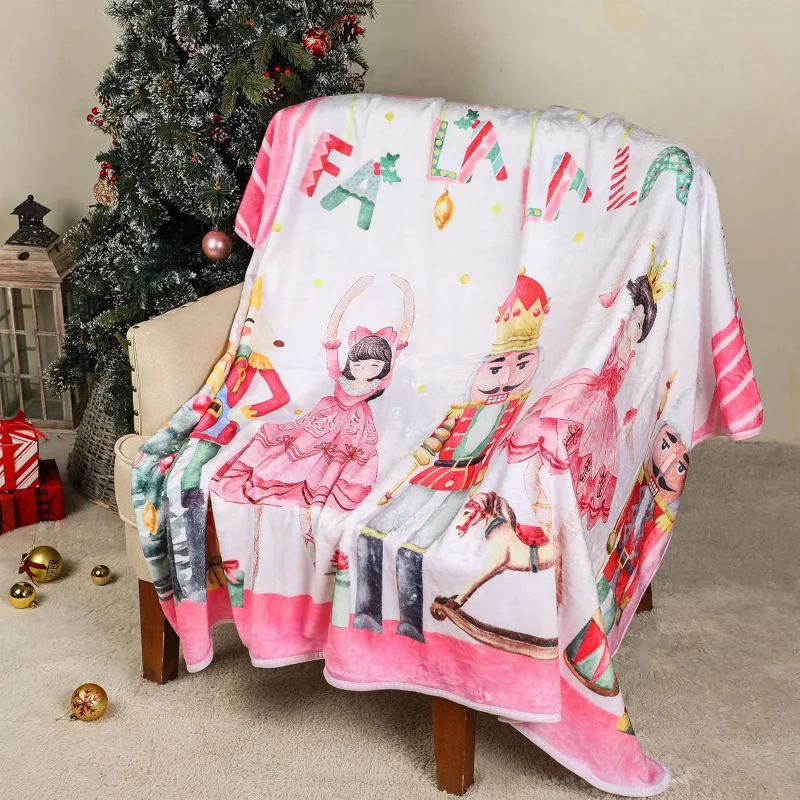 

Christmas Cute Nutcracker Blanket 50 x 40 inches Soft and Warm Flannel Velvet Carpet Comfortable and Lightweight Travel Cover Ca