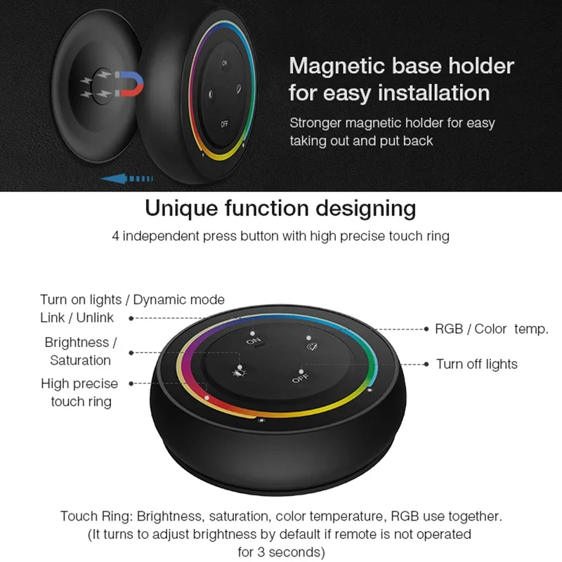 Miboxer  2.4G Sunrise Remote Control Rainbow Remote For Color Temperature/RGB/RGBW/RGB+CCT Led Bulb