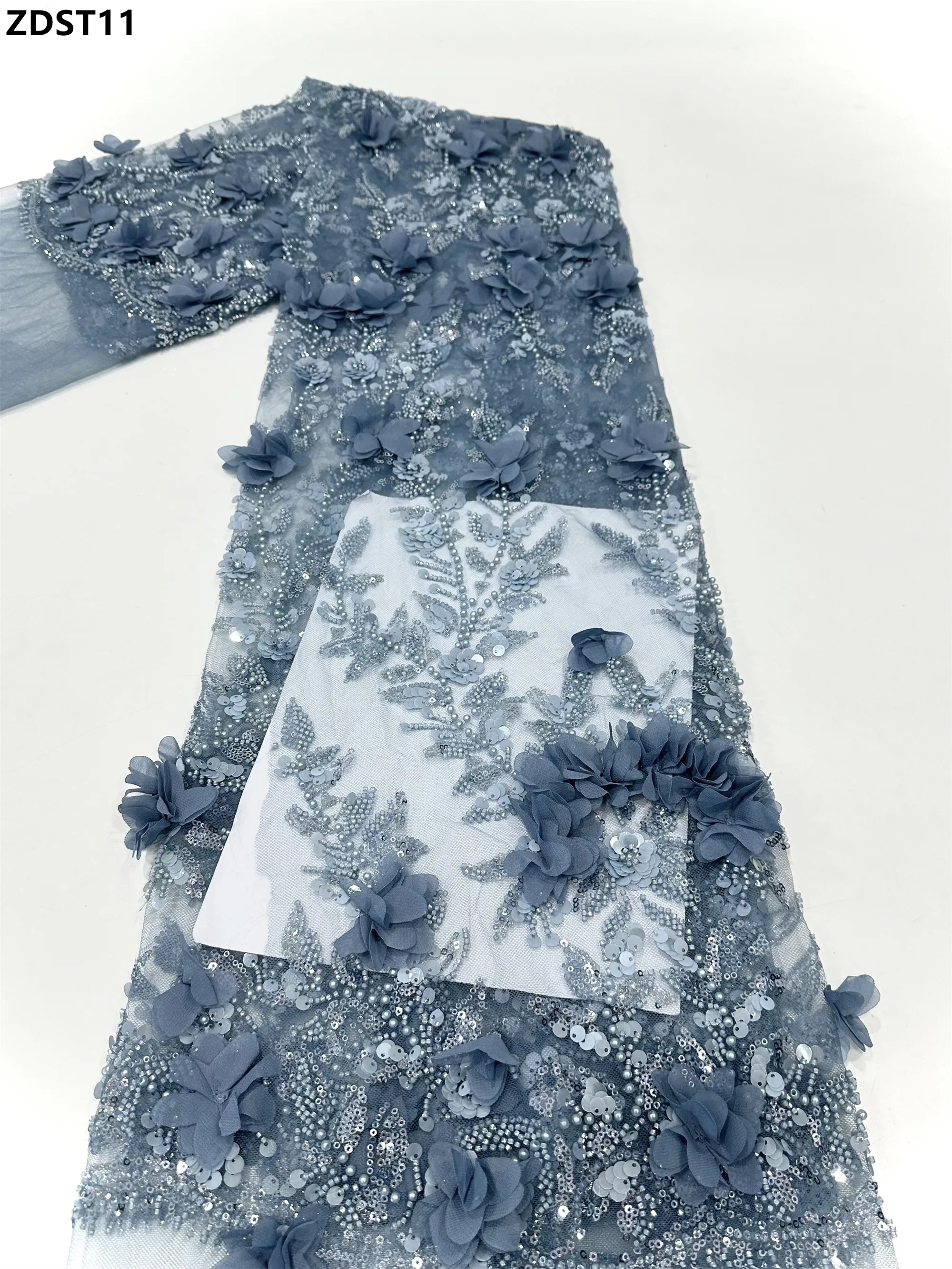 パールレース生地,白いレース生地,豪華な花嫁のドレス,フランスの重いビーズのチュール,ナイジェリアのメッシュ