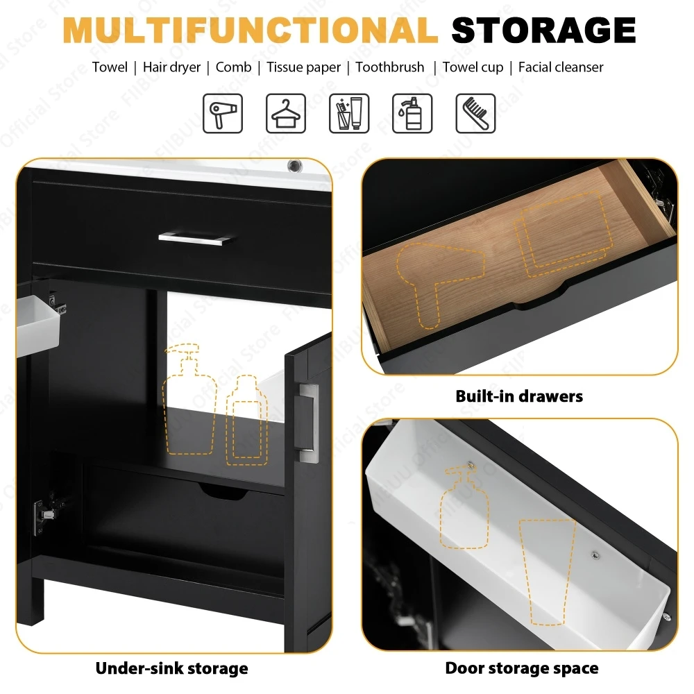 30" Small Bathroom Vanity Sink Soft Close Doors Cabinet Storage Undermount Ceramic Sink Organizer Cabinet for Compact Bathroom - view 5