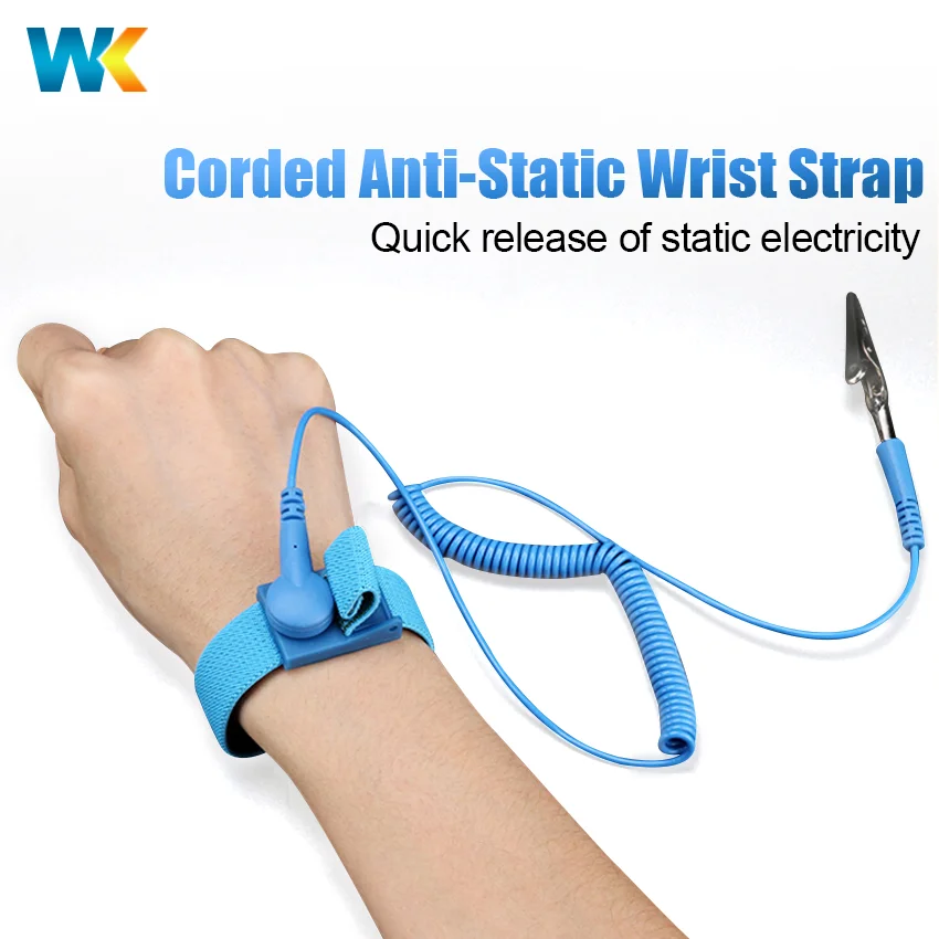 Adjustable Anti-Static Grounding Wrist Strap Wired Metal and PU Coil for Electronic Factory Workshop Safety Product