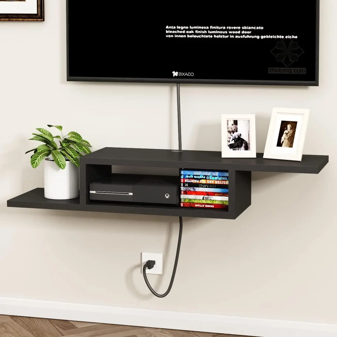

Floating TV Stand Shelf, Wall Mount Entertainment Center, 60" Media Console for Living Room Bedroom in Black tv stand