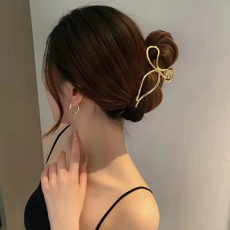 Elegante Schleife Metall Haarklammern für Frauen Gold Silber Geometrische Halteklammer Koreanische Mädchen Hohle Haarnadel Mode Haarschmuck – Detail 11