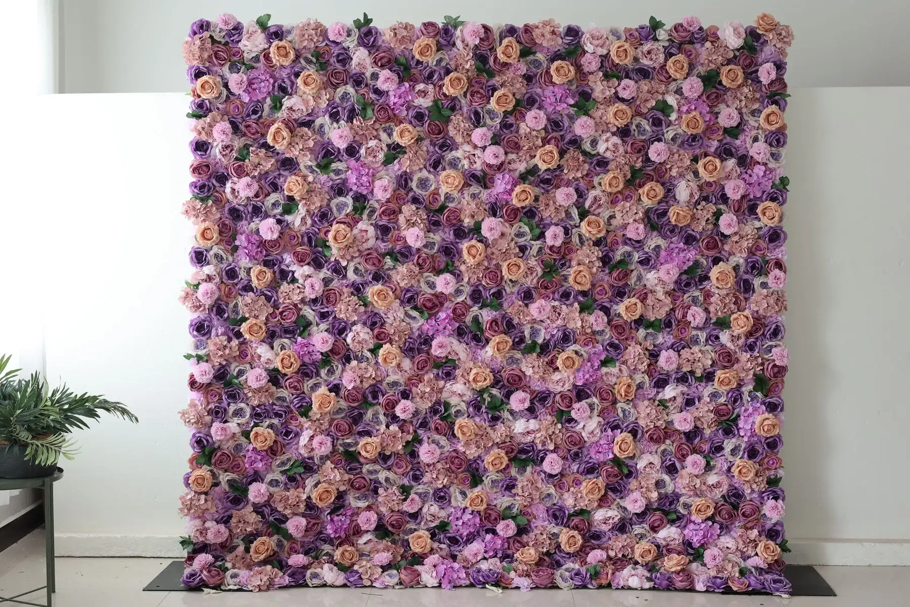 

Luxury Romantic pink Rose Hydrangea Babysbreath Cloth Flower Wall Wedding Event Backdrop Fabric Floral Wall Arrangement