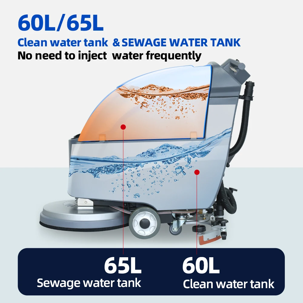 60L Cleaning Machine Walk Behind Sweeper Model YQ-X65 Shop Electric Floor Scrubber