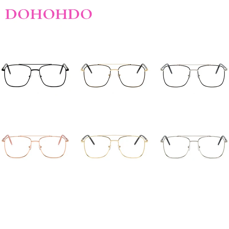Vintage Twin Bridge Pilot Anti Blue Light Computer Glasses Women Men New Fashion Luxury Brand Designer Classic Metal Eyeglasses
