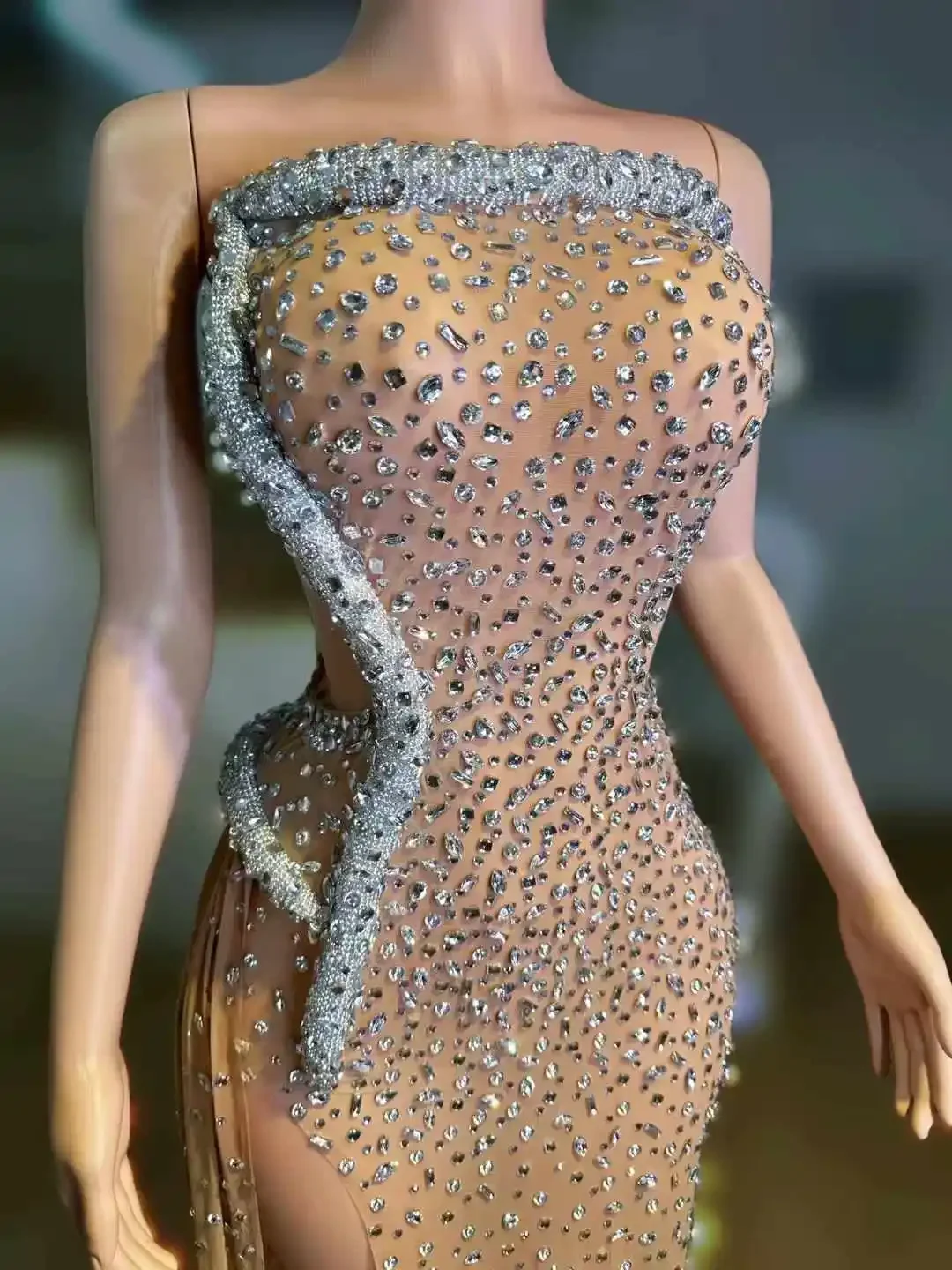 Kobiety Sparkle Rhinestone Luxury Crystals Sexy Birthday Evening Dressy Drag Queen Costume