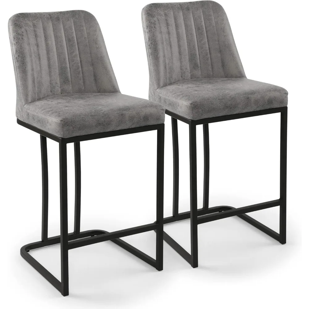 

LSSPAID Bar Stools Set of 2/4, Upholstered Faux Leather Counter Height Bar Stool, 24.8 inch Kitchen Island Bar Chairs, Metal