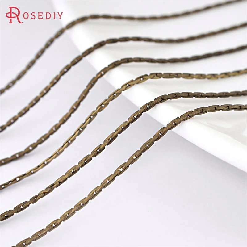 

5 Meters 0.5MM 0.8MM Copper Square Link Chains Antique Bronze Silver Color Necklace Chains Making Jewelry Findings Accessories