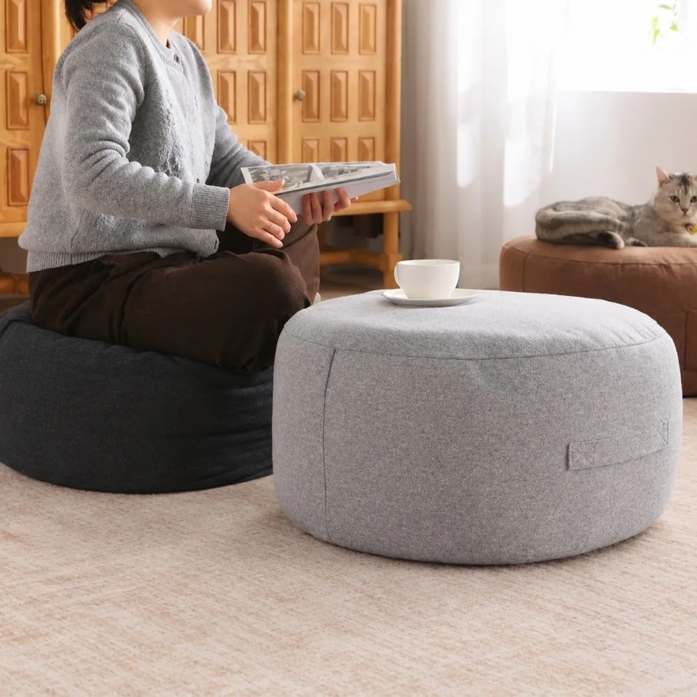 Large Capacity Round Seat Cushion Cover Polyester Fiber Multi Color Unstuffed Cushion Cover Large Opening Sofa Stool Cover