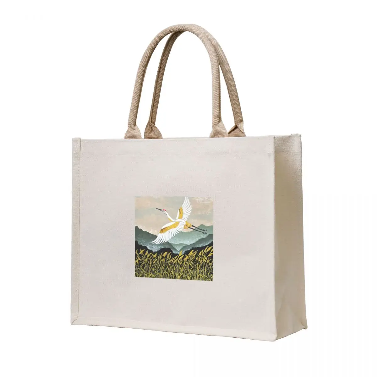 

Flying crane on mountain background Tote Bag Portable shopping bag reusable shopping bags Cloth bag Shopper