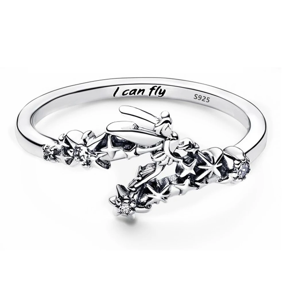 Tinker Bell Sparkling Ring Silver Plated Fit Charms Silver 925 Original Bracelet for Jewelry Making